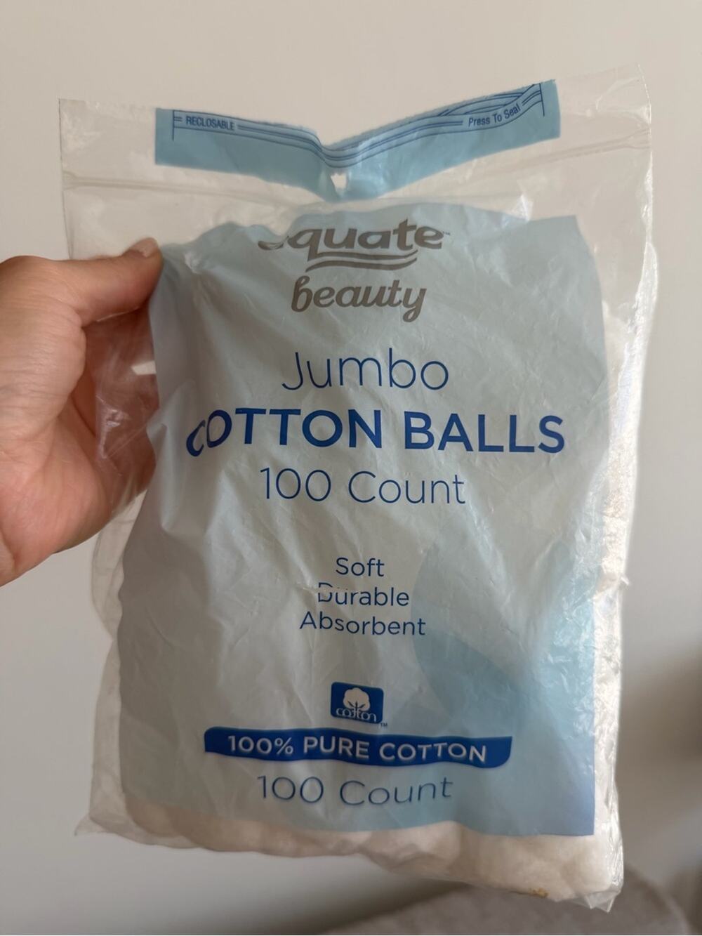 🗽Equate Beauty Jumbo Cotton Balls - White (100 Count)